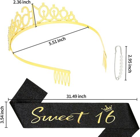 YARIEW Purple Crown + 70th Celebration Sash, Pearl Pin, and Party Favor Gift Set in Saudi Arabia