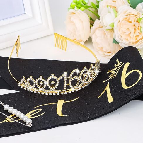 YARIEW Purple Crown + 70th Celebration Sash, Pearl Pin, and Party Favor Gift Set in Saudi Arabia