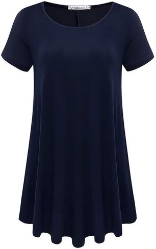 JollieLovin Women Plus Size Short Sleeve Summer Long Tunic Tops Loose Fit T-Shirt to Wear with Leggings(L-5X) in Kuwait