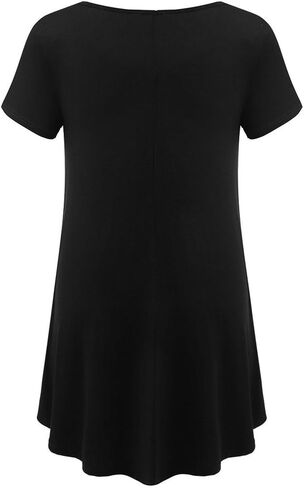 JollieLovin Women Plus Size Short Sleeve Summer Long Tunic Tops Loose Fit T-Shirt to Wear with Leggings(L-5X) in Kuwait