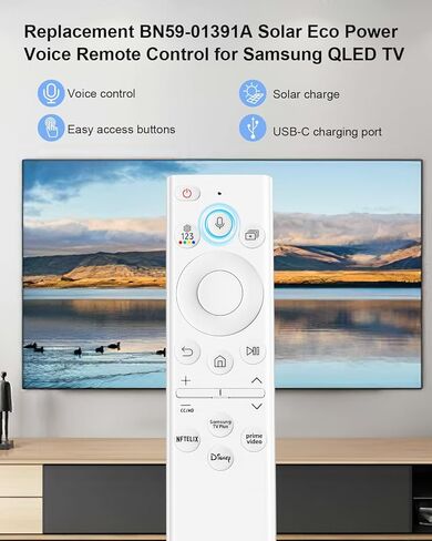 BN59-01385A Bluetooth Rechargeable Solar Cell Control for Samsung Solar Remote Control for Smart TV, Compatible with Samsung Smart TVs 2021-2023 Neo QLED, The Frame and Crystal UHD Smart TVs Series in Kuwait