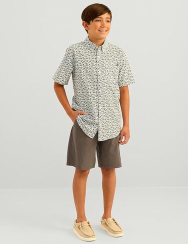 HUK Boys' Kona Pattern Short Sleeve Fishing Button Down Shirt for Kids in Saudi Arabia