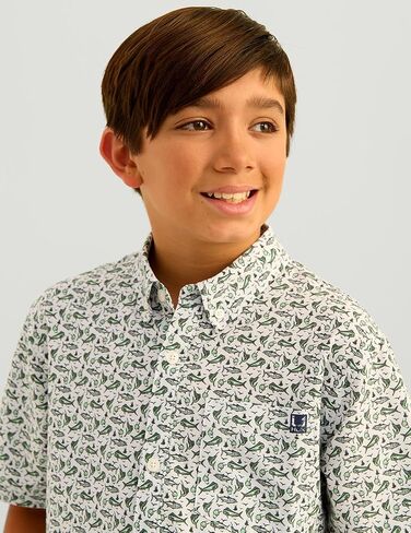 HUK Boys' Kona Pattern Short Sleeve Fishing Button Down Shirt for Kids in Saudi Arabia