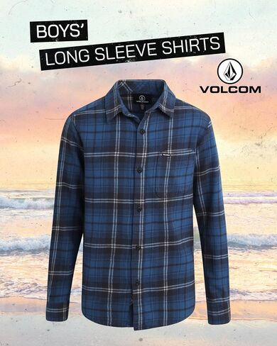 Volcom Boys Button Down Shirt - Casual Woven Cotton Short Sleeve Hawaiian Summer Collared Shirts for Boys (8-16) in Saudi Arabia