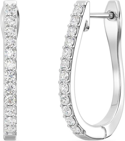 Gilded Lab-Grown Diamond Prong Hoop Earrings, 1/4-2 Cttw, SI1 F Color, Sterling Silver or 14K Gold-Plated, Elegant & Ethical Jewelry for Women, Gift Box Included, Perfect for Anniversaries in Saudi Arabia