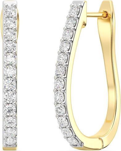 Gilded Lab-Grown Diamond Prong Hoop Earrings, 1/4-2 Cttw, SI1 F Color, Sterling Silver or 14K Gold-Plated, Elegant & Ethical Jewelry for Women, Gift Box Included, Perfect for Anniversaries in Saudi Arabia