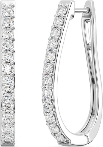 Gilded Lab-Grown Diamond Prong Hoop Earrings, 1/4-2 Cttw, SI1 F Color, Sterling Silver or 14K Gold-Plated, Elegant & Ethical Jewelry for Women, Gift Box Included, Perfect for Anniversaries in Saudi Arabia
