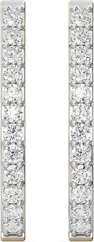 Gilded Lab-Grown Diamond Prong Hoop Earrings, 1/4-2 Cttw, SI1 F Color, Sterling Silver or 14K Gold-Plated, Elegant & Ethical Jewelry for Women, Gift Box Included, Perfect for Anniversaries in Saudi Arabia
