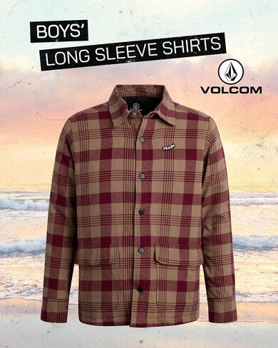 Volcom Boys Button Down Shirt - Casual Woven Cotton Short Sleeve Hawaiian Summer Collared Shirts for Boys (8-16) in Saudi Arabia