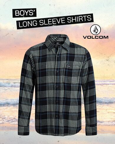 Volcom Boys Button Down Shirt - Casual Woven Cotton Short Sleeve Hawaiian Summer Collared Shirts for Boys (8-16) in Saudi Arabia