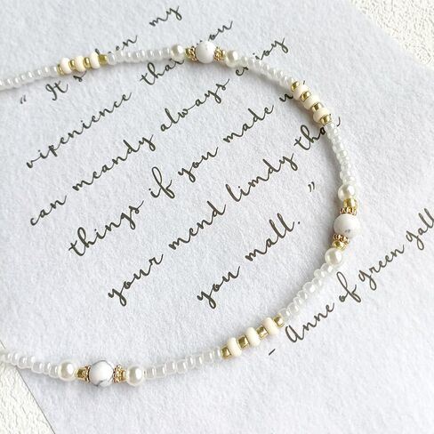 S.J JEWELRY Beaded Necklaces for Women Colorful Seed Bead Necklace Boho Necklaces for Women Beach Necklaces Summer Necklace Choker for Women Stainless Steel 18K Gold Plated in Saudi Arabia