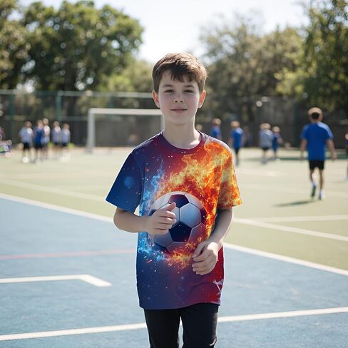 Boys T-Shirts 3D Graphic Summer Short Sleeve Tees Shirts Kids Funny Colorful Tops 3-14 Years in Kuwait