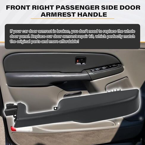 12472876 Front Driver Side Door Armrest Handle Compatible with 1999-2006 Chevy Suburban Silverado Sierra Tahoe Avalanche Escalade & GMC Yukon, Front Left Side Door Arm Rest with Handle, Dark Gray in Saudi Arabia