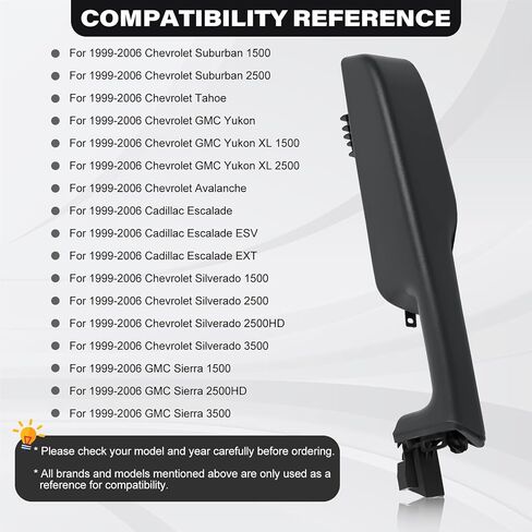 12472876 Front Driver Side Door Armrest Handle Compatible with 1999-2006 Chevy Suburban Silverado Sierra Tahoe Avalanche Escalade & GMC Yukon, Front Left Side Door Arm Rest with Handle, Dark Gray in Saudi Arabia