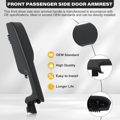 12472876 Front Driver Side Door Armrest Handle Compatible with 1999-2006 Chevy Suburban Silverado Sierra Tahoe Avalanche Escalade & GMC Yukon, Front Left Side Door Arm Rest with Handle, Dark Gray in Saudi Arabia