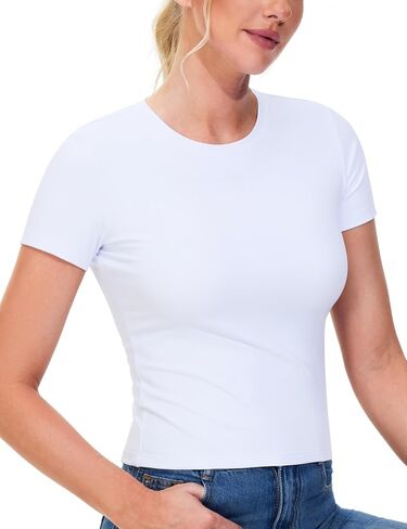 THE GYM PEOPLE Women's Workout Tops Short Sleeve Slim Fit Breathable Athletic Yoga Running Casual Basic Tee Shirts in Saudi Arabia