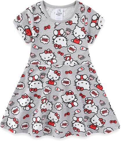 Hello Kitty Sanrio Girls French Terry Skater Dress for Toddler and Big Kids in Kuwait
