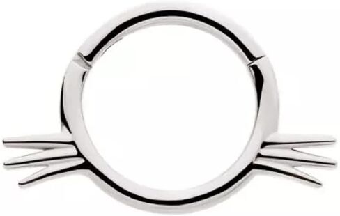 Pierced Owl 16GA 316L Stainless Steel Cat with Whiskers Hinged Segment Ring in Saudi Arabia