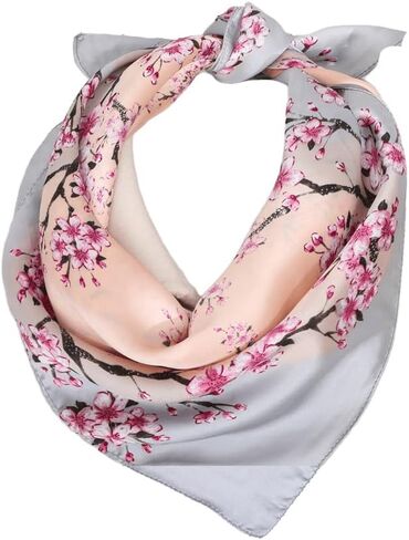 Womens Silk-Feeling-Scarf Flower-Square-Handkerchief - Satin Bandana Headband Hair Wrapping(27 * 27'') in Saudi Arabia