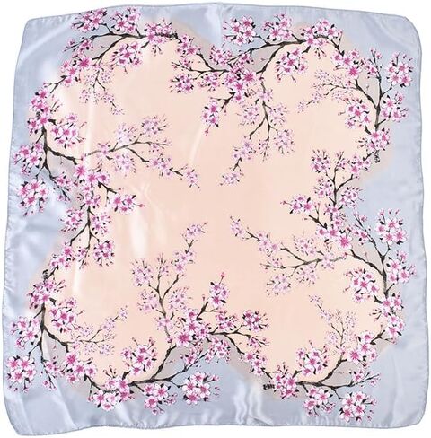 Womens Silk-Feeling-Scarf Flower-Square-Handkerchief - Satin Bandana Headband Hair Wrapping(27 * 27'') in Saudi Arabia