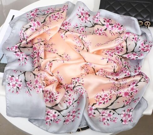 Womens Silk-Feeling-Scarf Flower-Square-Handkerchief - Satin Bandana Headband Hair Wrapping(27 * 27'') in Saudi Arabia