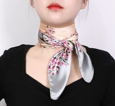 Womens Silk-Feeling-Scarf Flower-Square-Handkerchief - Satin Bandana Headband Hair Wrapping(27 * 27'') in Saudi Arabia