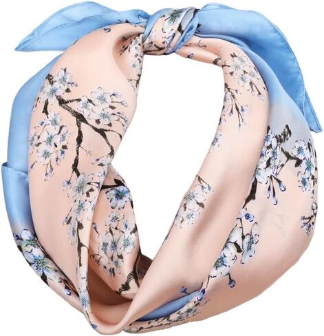 Womens Silk-Feeling-Scarf Flower-Square-Handkerchief - Satin Bandana Headband Hair Wrapping(27 * 27'') in Saudi Arabia