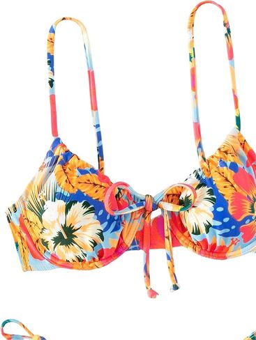 Narecte Ladies' Bohemian Style Spaghetti Strap Floral Print Tie Front Underwire Bikini Set in Saudi Arabia