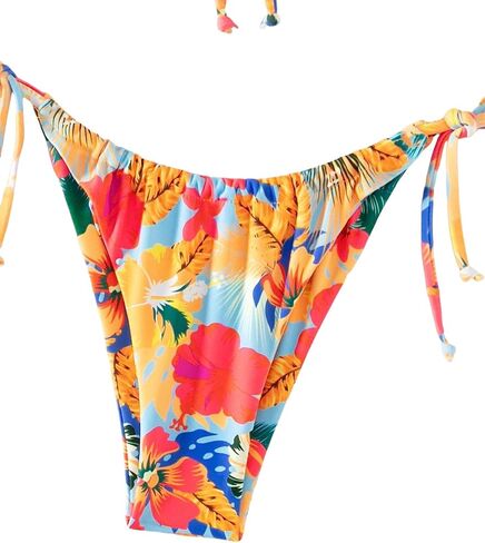 Narecte Ladies' Bohemian Style Spaghetti Strap Floral Print Tie Front Underwire Bikini Set in Saudi Arabia