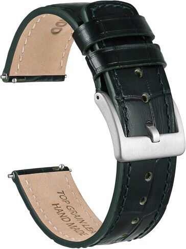 Ayadoo 22mm Top Grain Leather Watch Band， Classical Embossed Alligator Grain， Golden Brown Leather Replacement Watch Strap with Black Buckle for Men， Women in Kuwait