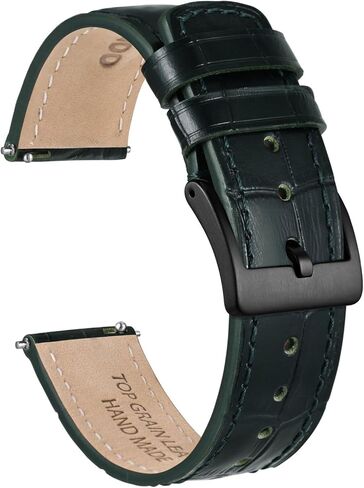 Ayadoo 22mm Top Grain Leather Watch Band， Classical Embossed Alligator Grain， Golden Brown Leather Replacement Watch Strap with Black Buckle for Men， Women in Kuwait