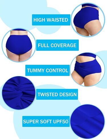 Women Plus Size High Waisted Bikini Bottom Full Coverage Swim Short Ruched Tummy Control Swim Bottoms Only 2025 in Saudi Arabia
