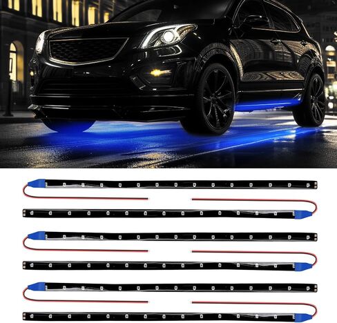 6PCS 12V Led Light Strip, Auto Interior Lights, Waterproof Car Underglow Lights, 12" Vehicle Accessories Light Strip Auto Interior Decorative Lamp Universal for Car Motorcycles Truck (Blue) in Saudi Arabia