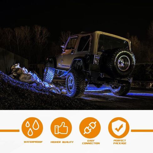 6PCS 12V Led Light Strip, Auto Interior Lights, Waterproof Car Underglow Lights, 12" Vehicle Accessories Light Strip Auto Interior Decorative Lamp Universal for Car Motorcycles Truck (Blue) in Saudi Arabia