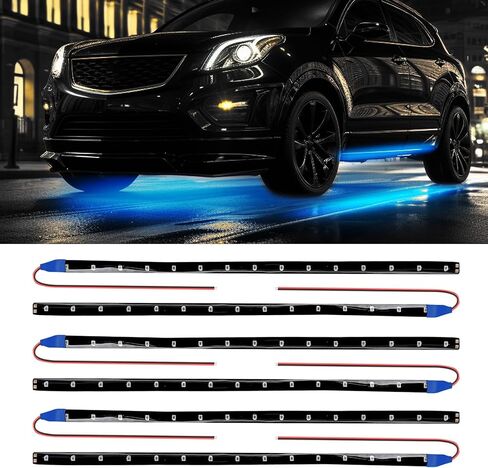 6PCS 12V Led Light Strip, Auto Interior Lights, Waterproof Car Underglow Lights, 12" Vehicle Accessories Light Strip Auto Interior Decorative Lamp Universal for Car Motorcycles Truck (Blue) in Kuwait