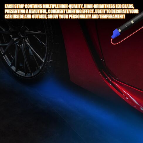 6PCS 12V Led Light Strip, Auto Interior Lights, Waterproof Car Underglow Lights, 12" Vehicle Accessories Light Strip Auto Interior Decorative Lamp Universal for Car Motorcycles Truck (Blue) in Kuwait