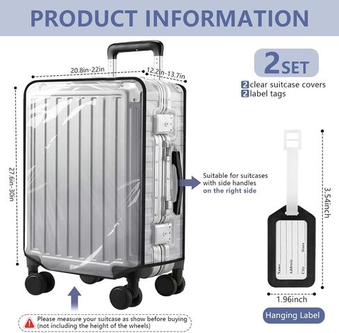 WSSROGY 2 Pack 28 Inch Clear PVC Suitcase Luggage Cover Protectors for Wheeled Luggage in Kuwait