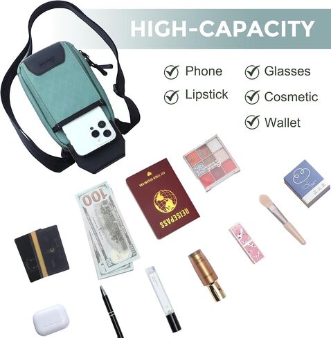 Crossbody Bags for Women Cell Phone Crossbody Wallet Purses Nylon Diamond Quilted Fabric Shoulder Strap Waterproof Zipper in Saudi Arabia
