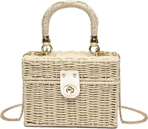 Women's Straw Bag Wicker Woven Basket Beach Purse Summer Purses Vacation Handbags Rattan Crossbody Bag Straw Purse in Kuwait