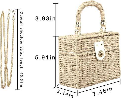 Women's Straw Bag Wicker Woven Basket Beach Purse Summer Purses Vacation Handbags Rattan Crossbody Bag Straw Purse in Kuwait