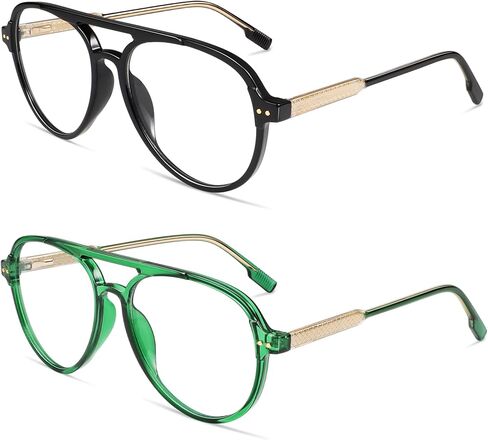 AMOMOMA Retro Blue Light Aviator Reading Glasses for Women Men,Vintage Computer Reader Frame 2.0 1.5 AM6155 in Saudi Arabia
