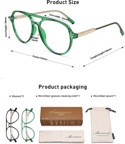 AMOMOMA Retro Blue Light Aviator Reading Glasses for Women Men,Vintage Computer Reader Frame 2.0 1.5 AM6155 in Saudi Arabia