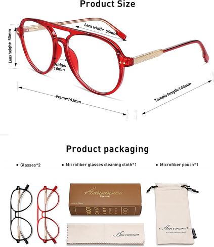 AMOMOMA Retro Blue Light Aviator Reading Glasses for Women Men,Vintage Computer Reader Frame 2.0 1.5 AM6155 in Saudi Arabia