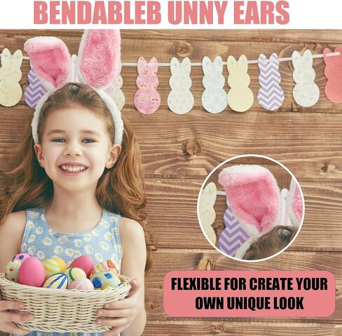 Easter Brunny Ears Ears Excalsions Beadbands for Women ، Bulk White Pink Bunny Costume Advil in Kuwait