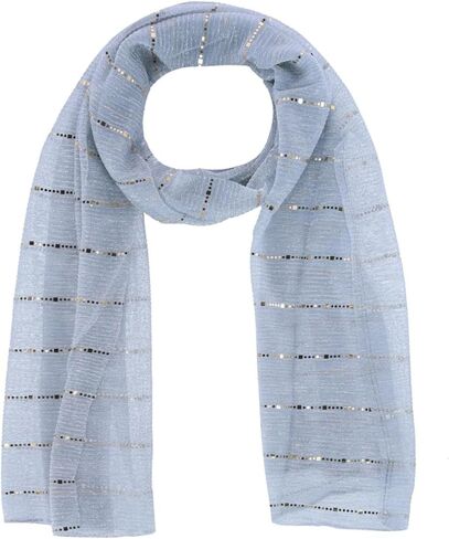 CTM Women's Sheer Sparkling Metallic Stripe Lightweight Scarf in Kuwait