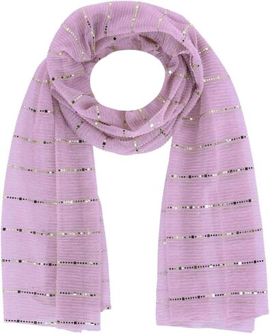 CTM Women's Sheer Sparkling Metallic Stripe Lightweight Scarf in Kuwait