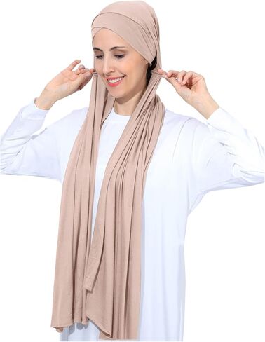 Instant Jersey Cotton Hijab Scarf for Women, Non-See Through Tieback Muslim Head Scarf in Saudi Arabia