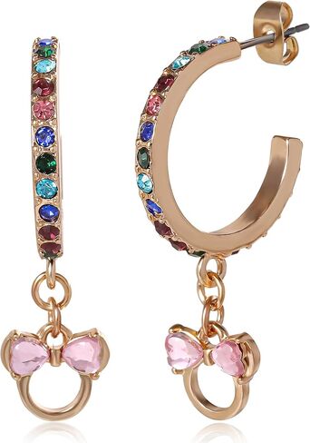 Mickey Mouse and Minnie Mouse Earrings for Women Official License, Hoop Earrings with Cubic Zirconia or Multicolored Crystals in Kuwait