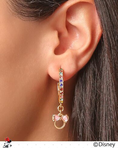 Mickey Mouse and Minnie Mouse Earrings for Women Official License, Hoop Earrings with Cubic Zirconia or Multicolored Crystals in Kuwait