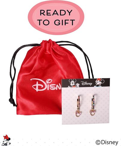 Mickey Mouse and Minnie Mouse Earrings for Women Official License, Hoop Earrings with Cubic Zirconia or Multicolored Crystals in Kuwait